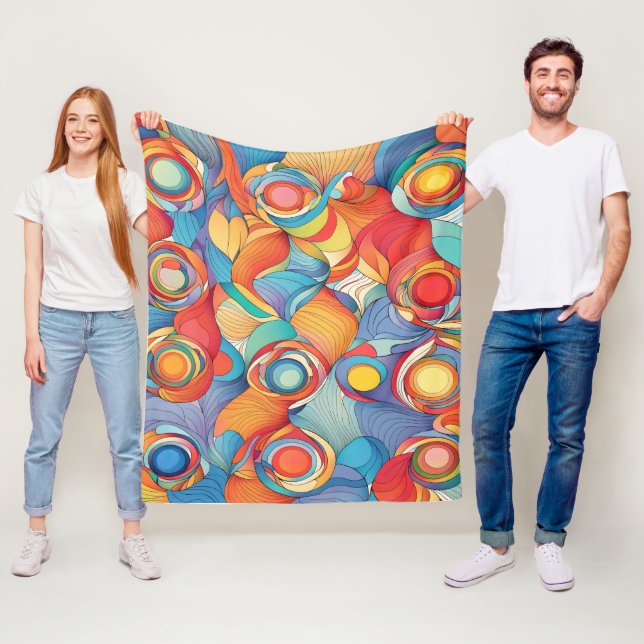 Abstract Flowers Fleece Blanket (In Situ)