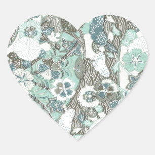Abstract Flowers Heart Sticker