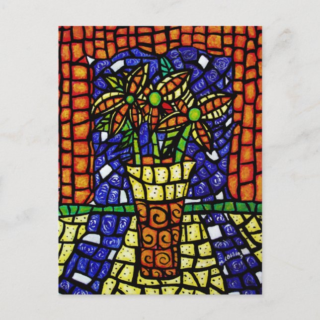 Abstract Flowers In Vase Postcard (Front)