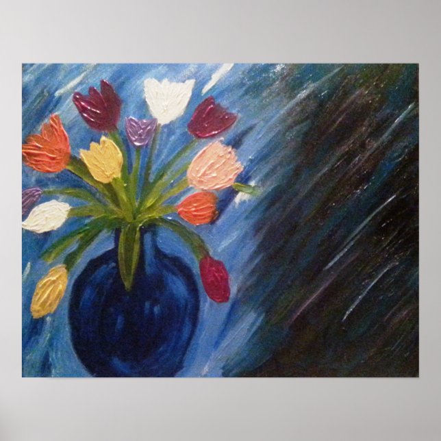 Abstract Flowers In Vase Poster (Front)