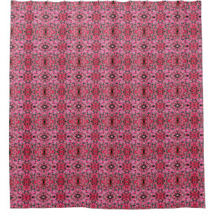 Abstract Flowers Kaleidoscope Pink Posies Shower Curtain