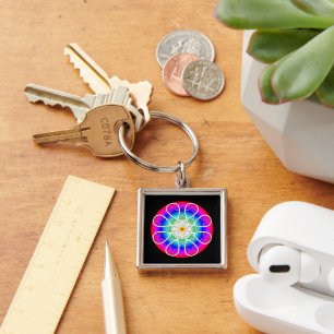 Abstract Flowers Key Ring