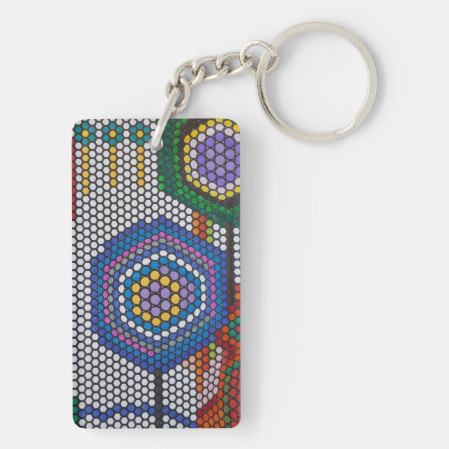 Abstract Flowers Key Ring (Back)