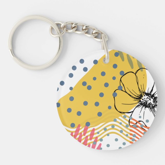abstract flowers key ring (Front)