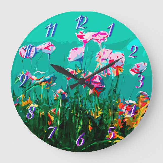 Abstract flowers large clock (Front)