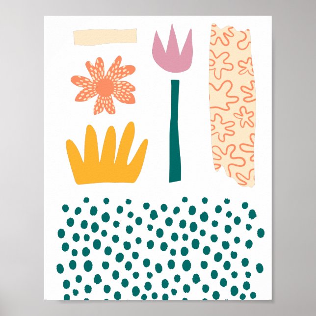 Abstract Flowers & Leaves Poster (Front)