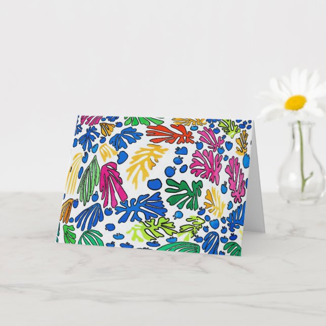 Abstract Flowers, Matisse Style Card (Small Plant)