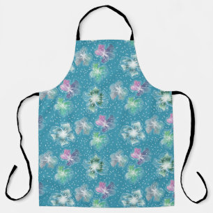 Abstract flowers on beautiful light blue tones apron