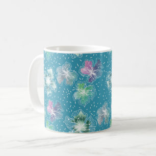 Abstract flowers on beautiful light blue tones coffee mug