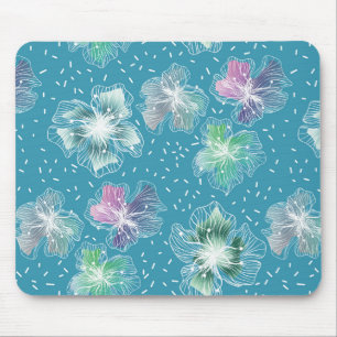 Abstract flowers on beautiful light blue tones mouse pad