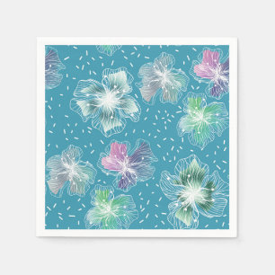 Abstract flowers on beautiful light blue tones napkin