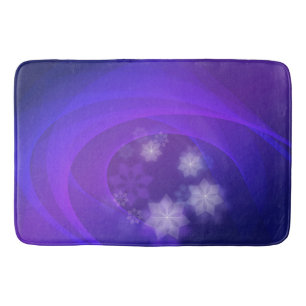 Abstract Flowers On Folded Indigo Background Bath Mat