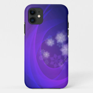 Abstract Flowers On Folded Indigo Background iPhone 11 Case