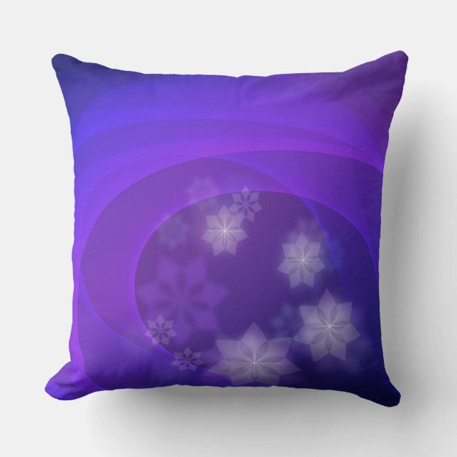 Abstract Flowers On Folded Indigo Background Cushion (Front)