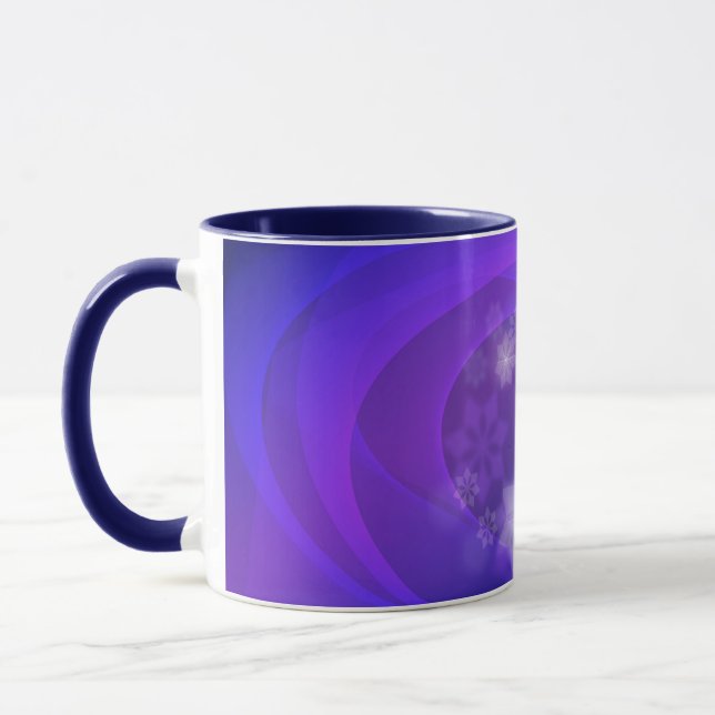 Abstract Flowers On Folded Indigo Background Mug (Left)