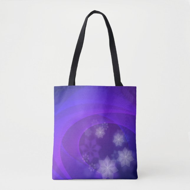 Abstract Flowers On Folded Indigo Background Tote Bag (Front)