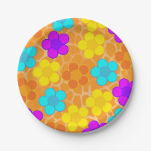 Abstract Flowers Orange Giraffe