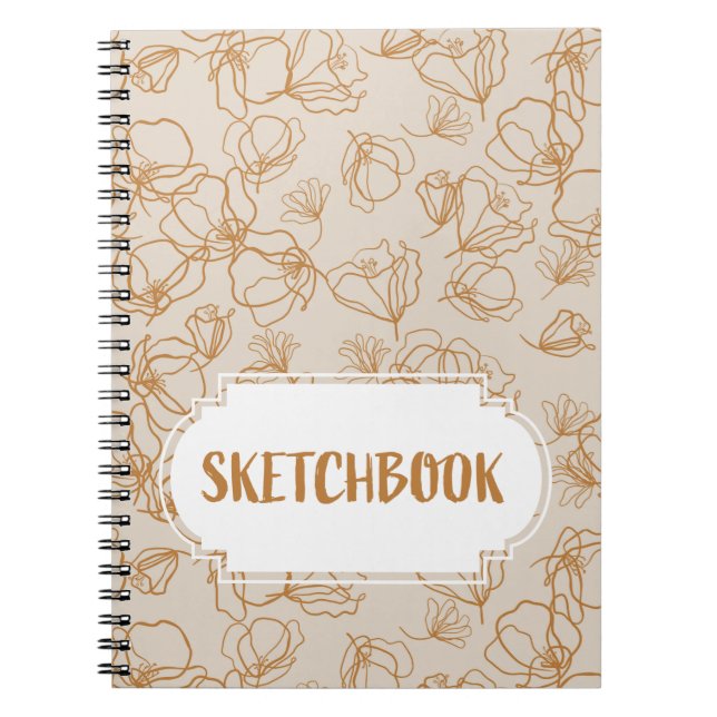 Abstract flowers over beige  notebook (Front)