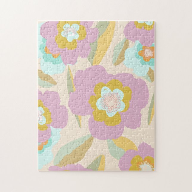 Abstract Flowers | Pastel Lilac Floral Pattern Jigsaw Puzzle (Vertical)