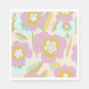 Abstract Flowers   Pastel Lilac Floral Pattern Napkin