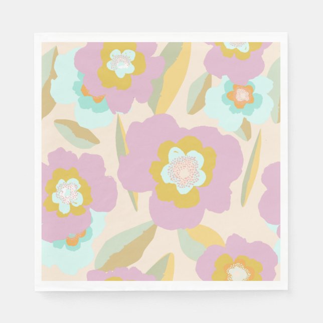 Abstract Flowers | Pastel Lilac Floral Pattern Napkin (Front)