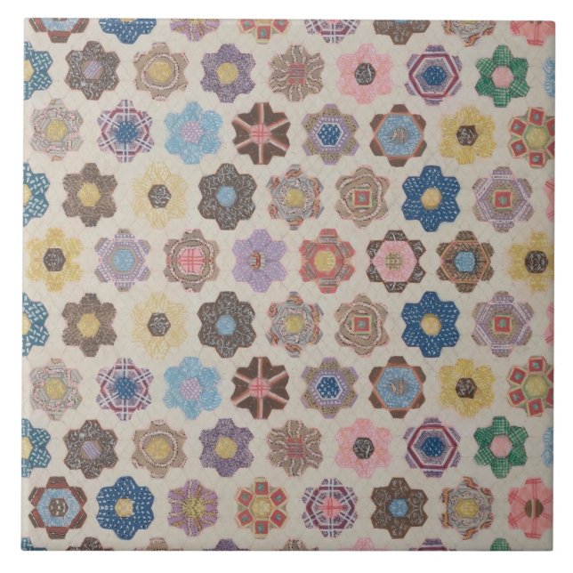 Abstract Flowers Pattern Ceramic Tile (Front)