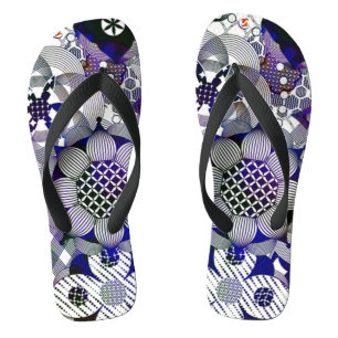 Abstract Flowers Pen Damask Ink Art Flip Flops