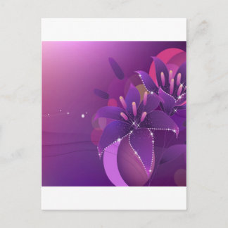 Abstract Flowers Purple Lillies Postcard