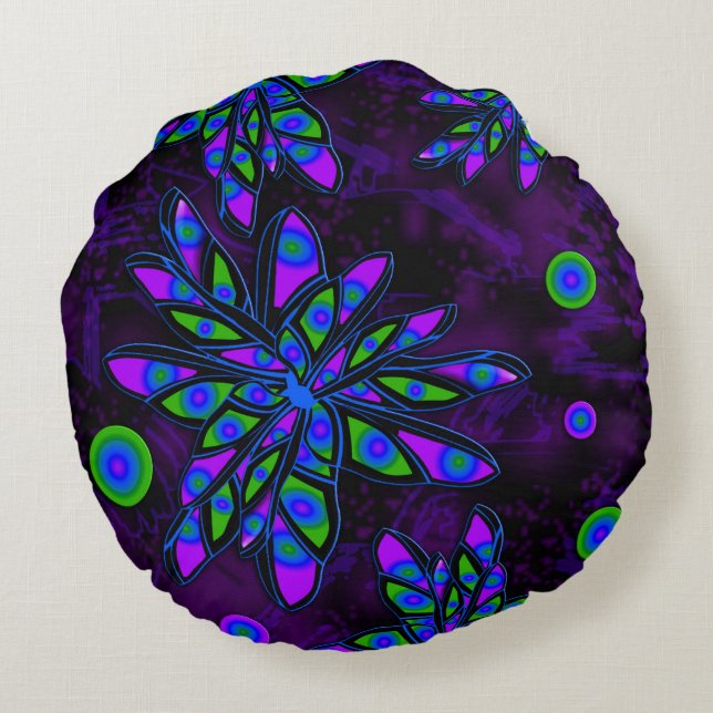 Abstract flowers round cushion (Back)