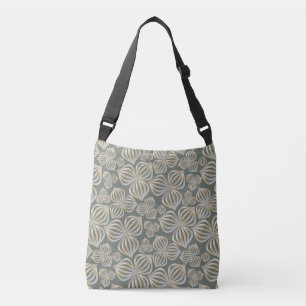 abstract flowers seamless golden grey + your ideas crossbody bag