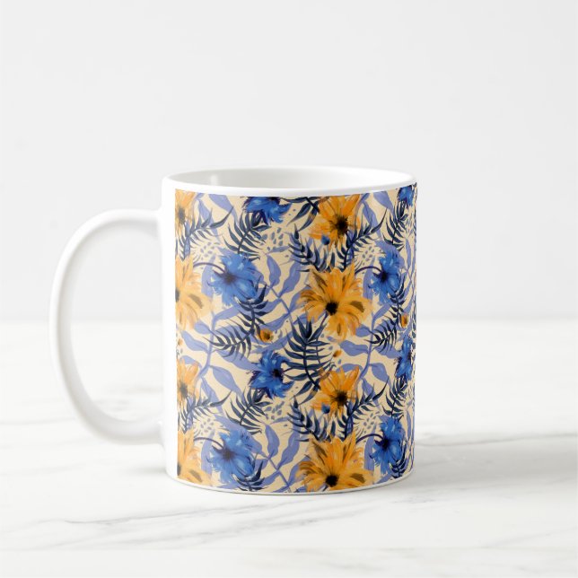 Abstract flowers seamless pattern coffee mug (Left)