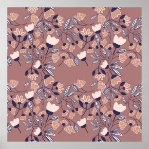 Abstract flowers seamless pattern. Colourful backg Poster