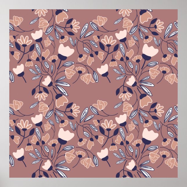 Abstract flowers seamless pattern. Colourful backg Poster (Front)