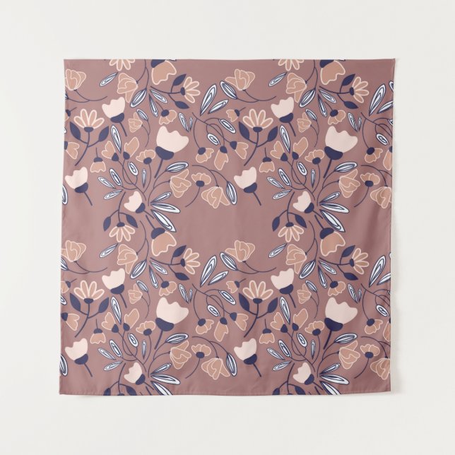 Abstract flowers seamless pattern. Colourful backg Tapestry (Front)
