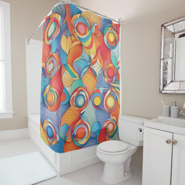 Abstract Flowers Shower Curtain (In Situ)
