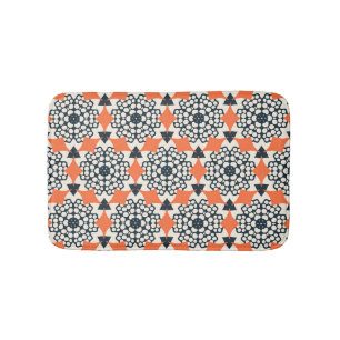 Abstract Flowers: Simple Geometric Vintage Bath Mat