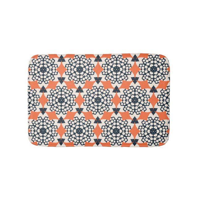 Abstract Flowers: Simple Geometric Vintage Bath Mat (Front)