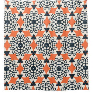 Abstract Flowers: Simple Geometric Vintage Shower Curtain