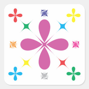 Abstract flowers square sticker