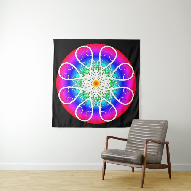 Abstract Flowers Triptych Tapestry (In Situ)