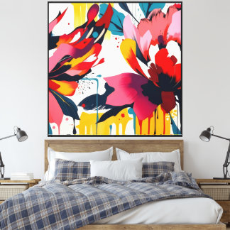 Abstract Flowers with White Background - Canvas Print