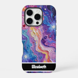 Abstract Flowing Colours Customisable iPhone 16 Pro Case
