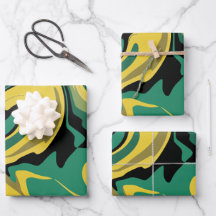 Abstract Flowing Green and Yellow Design