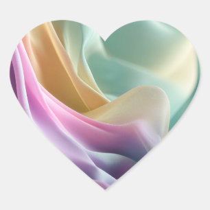 Abstract flowing pastel fabric texture heart sticker