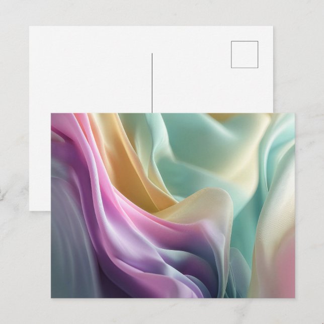 Abstract flowing pastel fabric texture postcard (Front/Back)