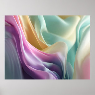 Abstract flowing pastel fabric texture poster