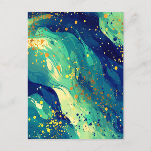 Abstract Flowing Shapes Holiday Postcard