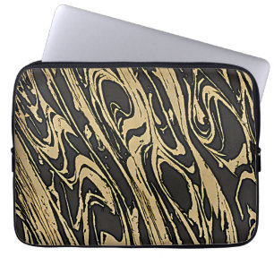 Abstract Fluid Art — Black Marble Effect Laptop Sleeve