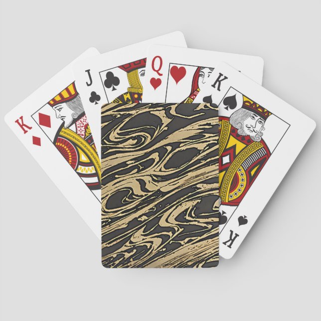 Abstract Fluid Art — Black Marble Effect Playing Cards (Back)
