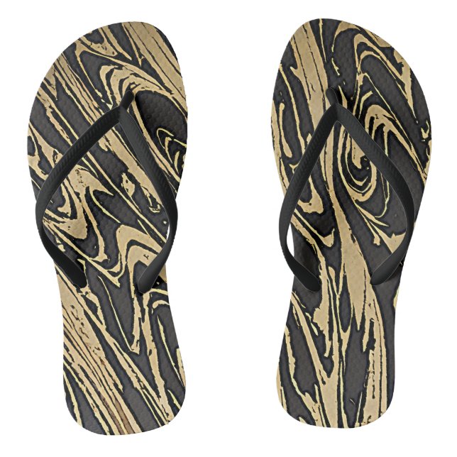 Abstract Fluid Art — Black Marble Effect Thongs (Footbed)